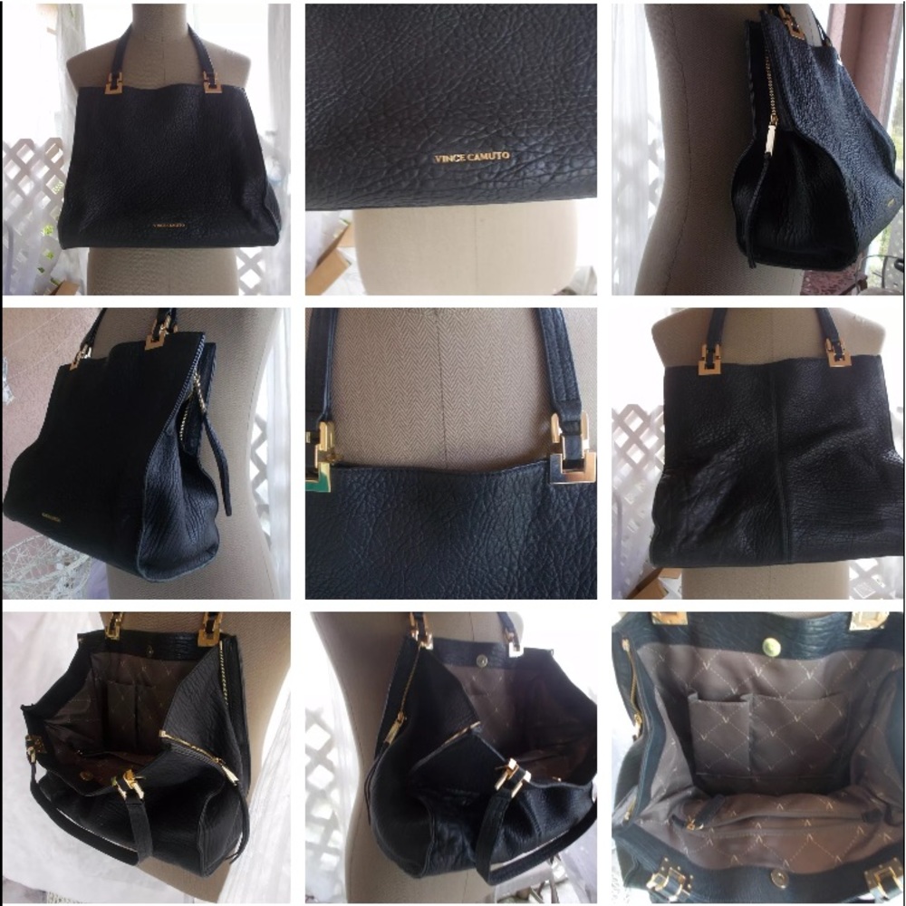 Vince Camilo ALEDA Tote w/ Black Pebbled leather.